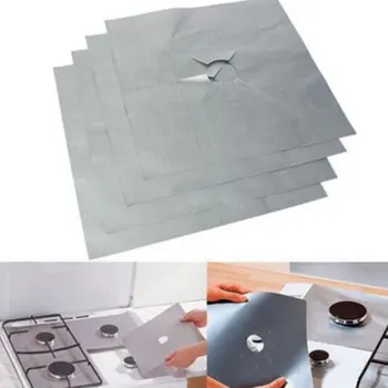 

4Pcs Reusable Aluminum Foil Gas Stove Burner Cover Protector Liner Clean Mat Pad File Injuries Protection