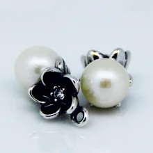 Новые цветочные серьги-подвески из шелка с белой речной культивированный жемчуг CZ Серебро 925 FLE007