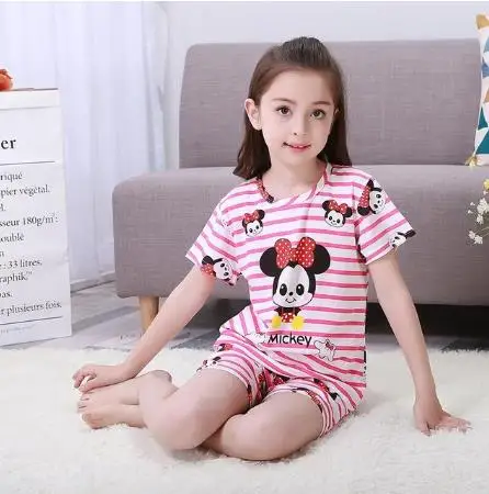 boys and girls fashion Sleepwear children's giftsNew Arrival Children's short-sleeved shorts suit cartoon cute pajamas - Цвет: style  7