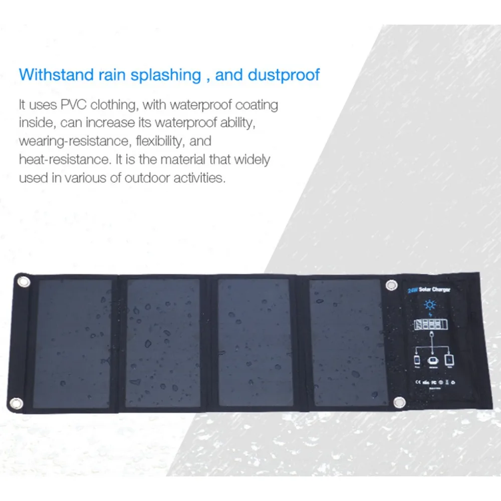 24W Foldable Solar Charger Triple USB Solar Panel Module Waterproof Power Bank Phone Charger for iPhone Samsung Tablet PC 24W Foldable Solar Charger Triple USB Solar Panel Module Waterproof Power Bank Phone Charger for iPhone Samsung Tablet PC