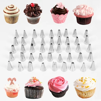 

Delidge 48pcs Mixed Style Cream Cake Nozzle Stainless Steel Squeeze DIY Flower Cake Biscuit Baking SupplieS Decoration Tool