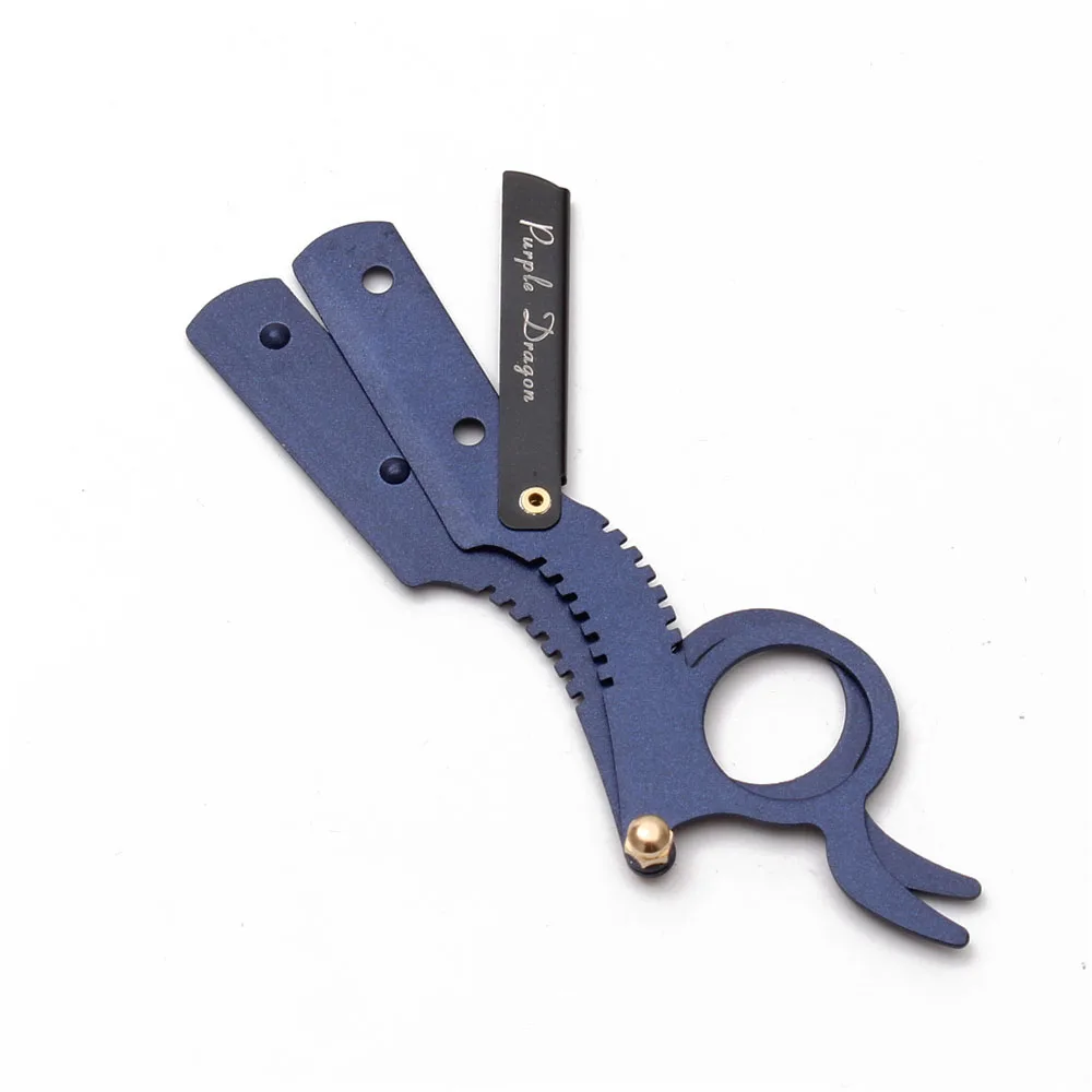 Borda de Aço Dobrável de Barbear Ferramentas de Remoção de Pêlos de Barbear Centímetros Atacado Dragão Roxo Homens Heterossexuais Barber Faca Navalha Z6111 12.7 50 Pcs 5 Lâmina de barbear