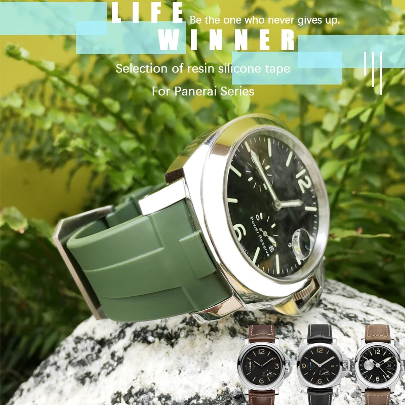 24 мм резиновые силиконовые часы ремешок черный водонепроницаемый игла Пряжка ремешок подходит для Panerai часы серии Аксессуары