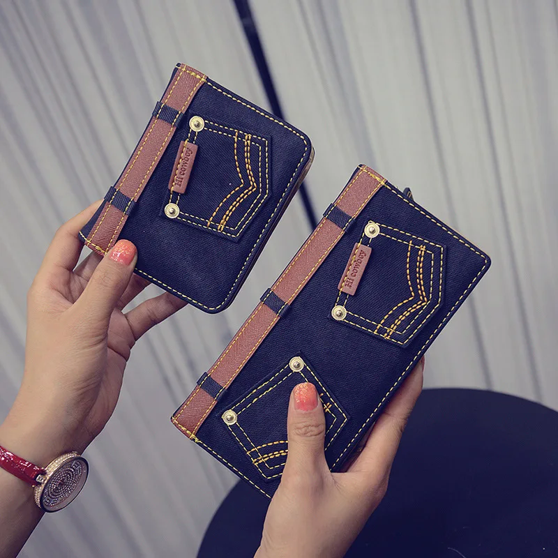 Wallet Female 2016 Fashion Zipper Handbag Denim Wallets Purses Coin