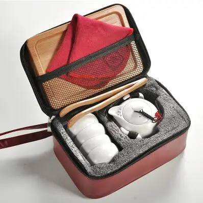 Chinese Travel Kung Fu Tea Set Ceramic Portable Teacup Porcelain Service Gaiwan Tea Cups Mug of Ceremony Teapot 1 Pot+4 cups