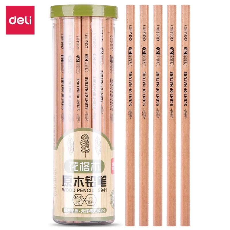 

Deli 30pcs/Barrel wood writing Pencil Black 2B Hexagonal pole Sketch Non-toxic pencil Office & School supplies Pencil Stationery