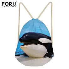 Forudesigns сумка с Кулиской милый 3D принт КИТ Детский Повседневный Рюкзак Sack пляжные туфли для девочек сумка для хранения шнурок для студенческого ребенка