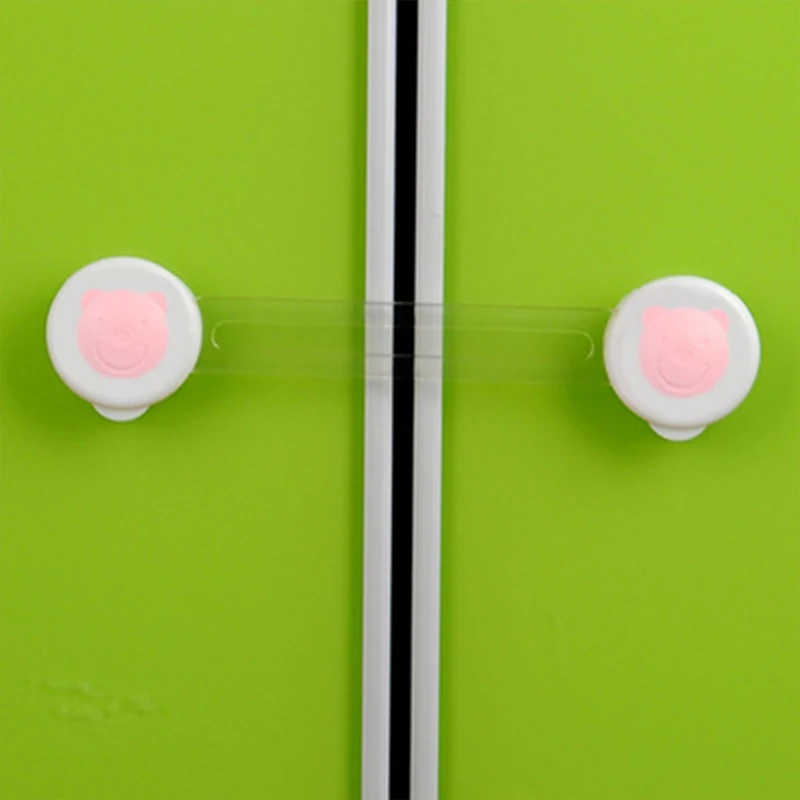 Новые детские защитные шкафа Дверные замки милый медведь дети замки для защиты Анти-для выдвижных ящиков Холодильник туалет замок - Цвет: Pink