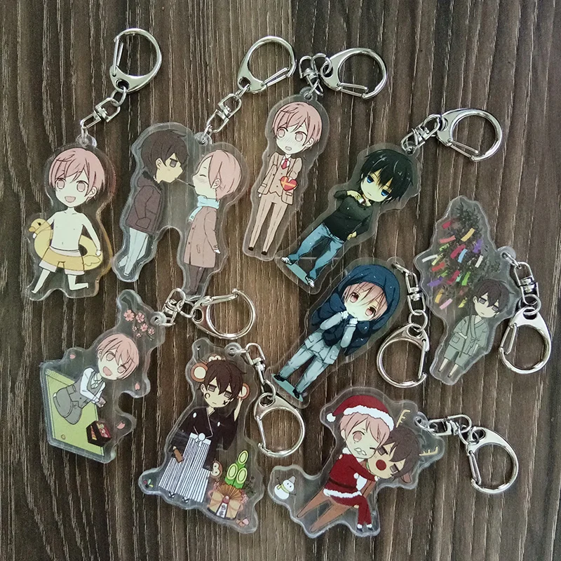 

Cute Rotten Girl Boy Ten Count tadaomi shirotani Takarai Rihito keychain llavero two side Print Keyring Portachiavi Gift Collect