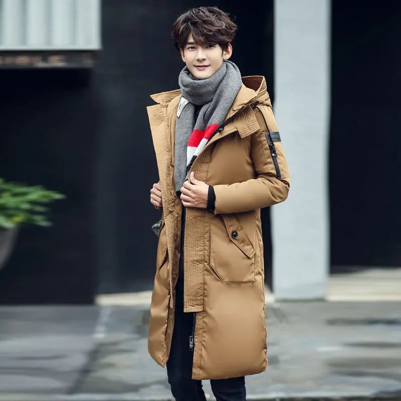 B Hooded Long Winter Duck Down Parkas Men Casual Clothing Outwear Down Jackets Male Thick Fashion Puffer Jacket plus size 3XL  