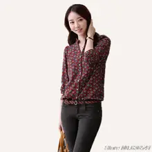 Корейская темпераментная рубашка с длинными рукавами женская шифоновая блузка с цветочным принтом в Корейском стиле