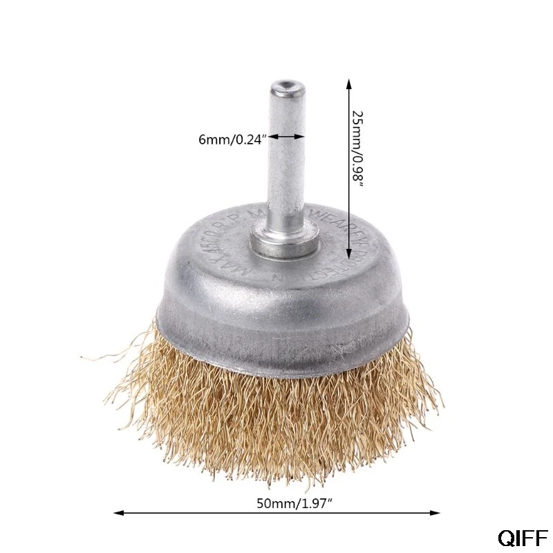 Чаша проволочная щетка 6 мм Диаметр хвостовика плоская стальная Проволока Колесо электрическая дрель шлифовальная мельница полировочное колесо инструмент для деревообработки 3 июля