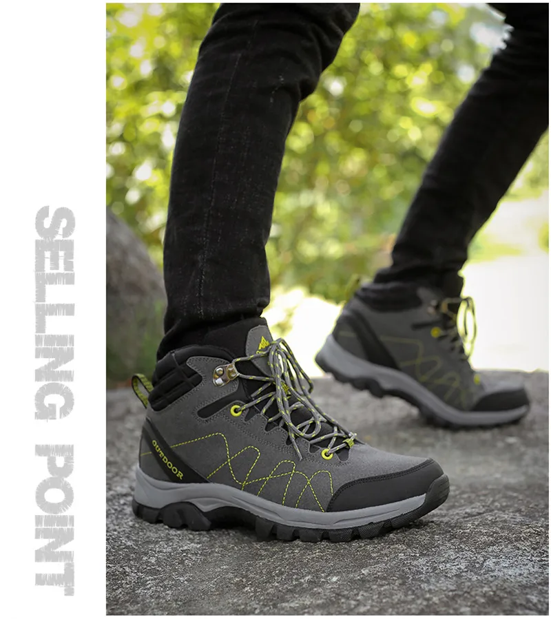 Sneakers Women Waterproof Leather Hiking Shoes Men Warm Velvet Female Outdoor Sport Shoes Trekking Mountain Climbing Suede Boots