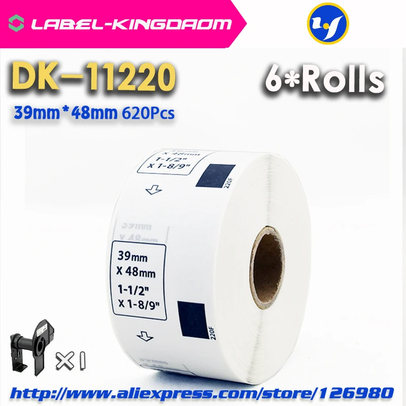 

6 Refill Rolls Compatible DK-11220 Label 39mm*48mm 620Pcs Compatible for Brother Label Printer QL-700/720 White Paper DK-1220