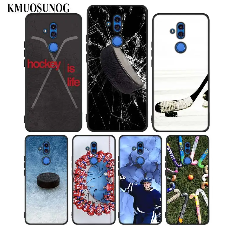 

For Huawei Honor Mate 7C 7A 8 8X 9 9N 10 20 Nova 3 3e 3i 4 Pro Lite Black Silicon Phone Case Hockey Sport Style