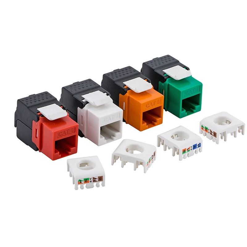 Gigabit RJ45 CAT6 Keystone Jacks Modules Tool free Connection Orange