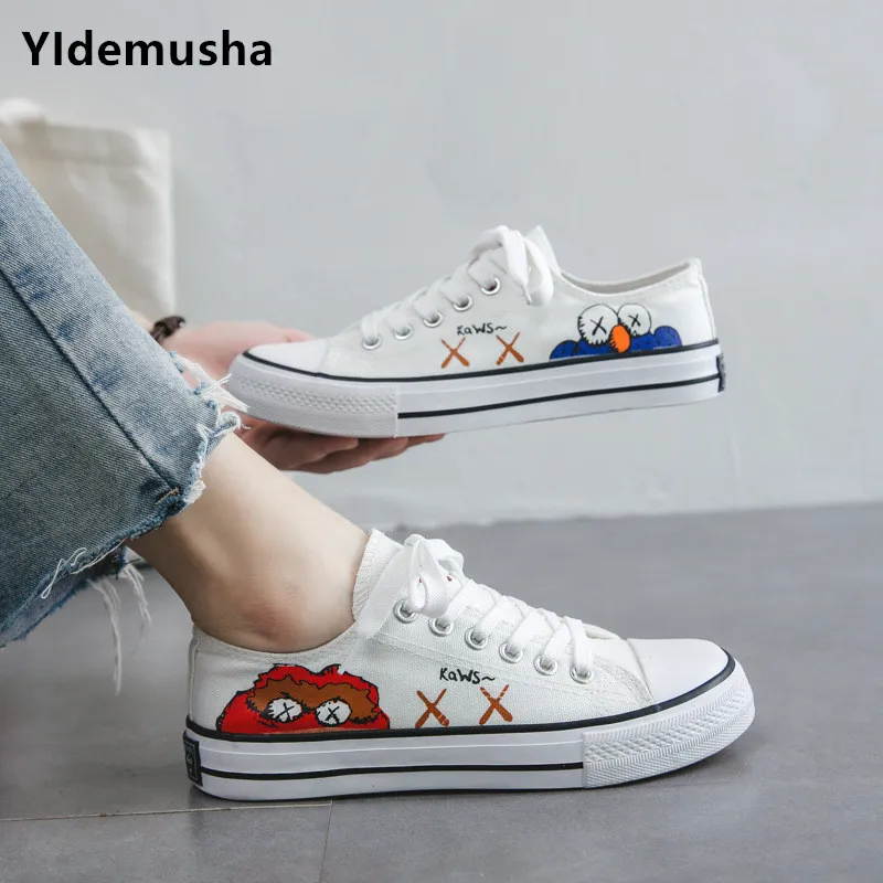 

Spring Autumn Casual Breathable Hand Drawing Shoes Woman 2019 New Style Students Sneakers Comfortable Canvas Women Walking Shoes