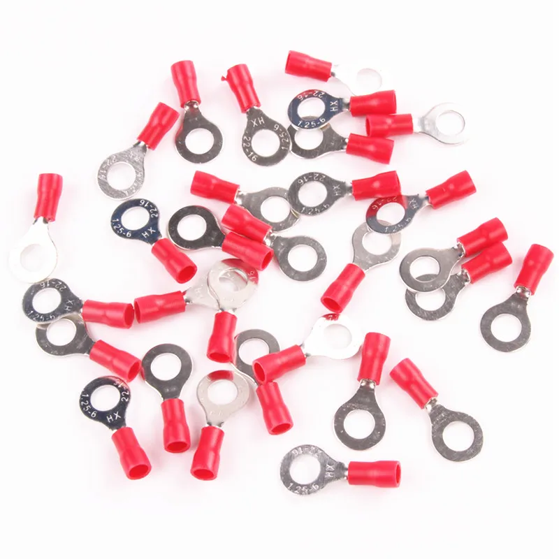 22 18AWG Electrical Wire Connectors 30PCS Sleeve Tongue Pre Insulated Ring eye Crimp Terminals
