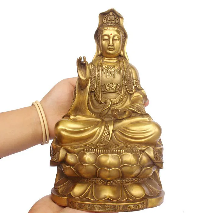 

2019 home LIVING ROOM protective-efficacious Mascot the Buddhist Goddess of Mercy, Guanyin bronze statue sculpture Decoration