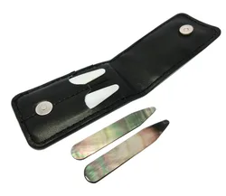 SHANH ZUN Mother of Pearl Shell Collar Stays Bones 2.75 Inches in Black Leather Case (Pack of 4) SHANH ZUN Mother of Pearl Shell Collar Stays Bones 2.75 Inches in Black Leather Case (Pack of 4)