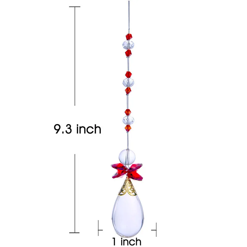 9,3*1 дюймов капли воды прозрачная люстра с хрустальными призматическими подвесками части лампы питания Красота Suncatcher автомобиль подвесной Декор домашний орнамент