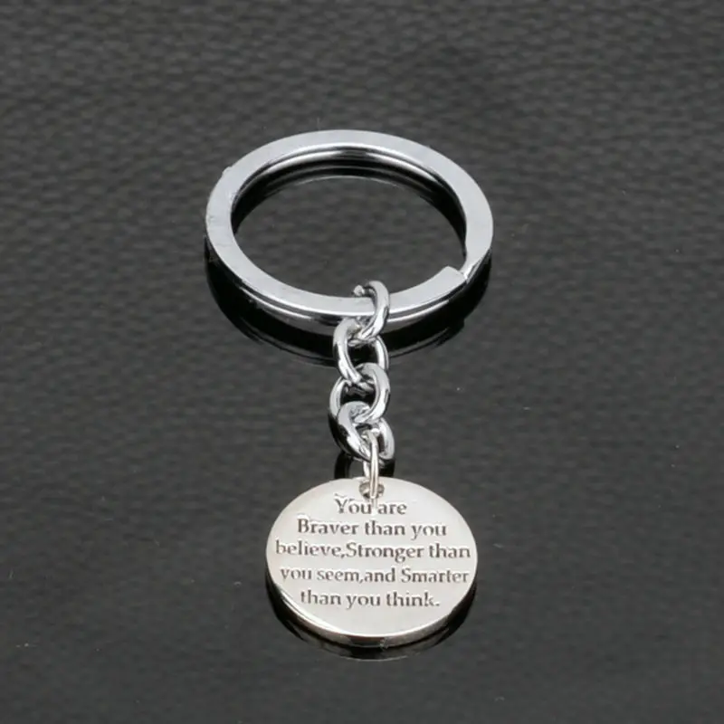 

Bespmosp 12PC/Lot Wholesale Fashion"You Are Braver Than You Believe Stronger Than You Seem And Smarter Than..."Keychain Keyrings