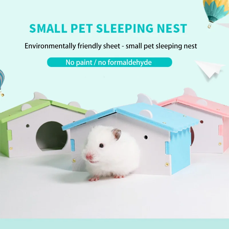 SMARTPET Cute Bear Wooden Hamster Creative House for Climb Cage Eco-Friendly Syrian Small Pet Rat Mouse Hut | Дом и сад