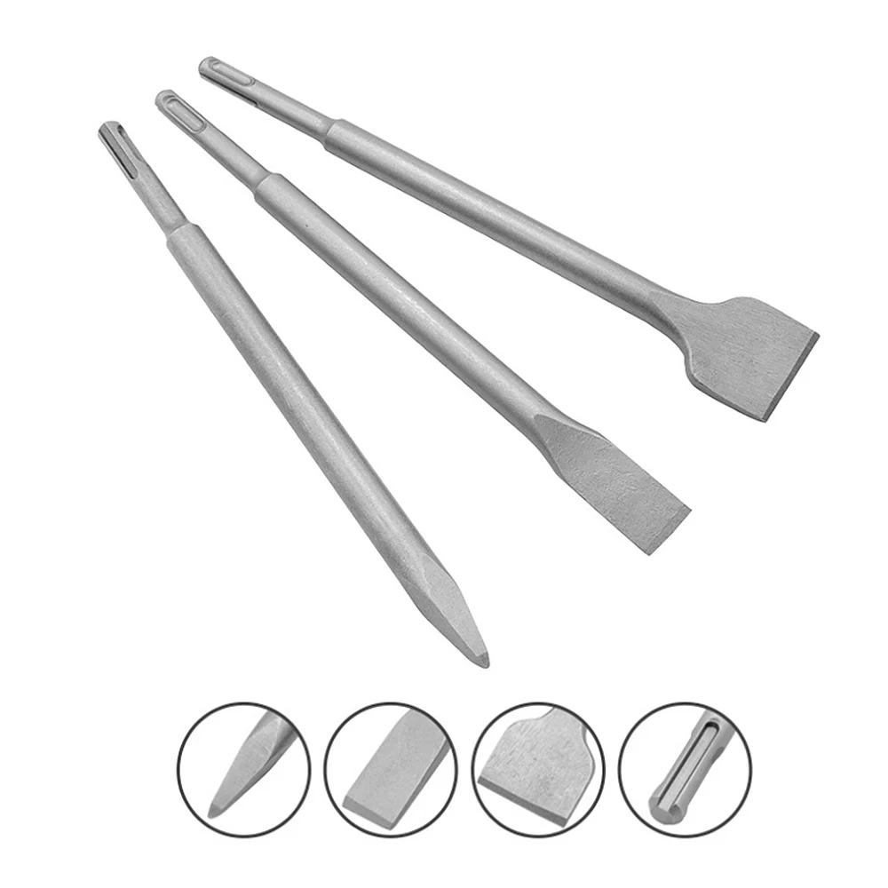 

3pcs Hammer Chisel Bit Set for Electric Demolition Hammer Concrete Breaker Flat Groove Bit Hammer Drill