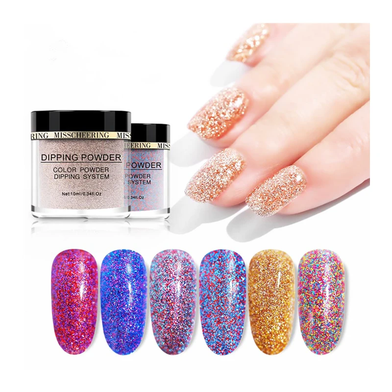 

1BOX Nail Glitter Dipping Powders Nail Polish Red White Pigment Shimmer Nails Powder Nail Art Decorations 10ML 12 Colors TSLM1