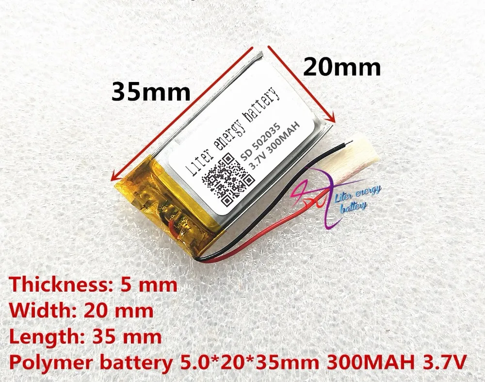 (free shipping)Battery factory outlet 3.7V 502035 300 mah lithium ion