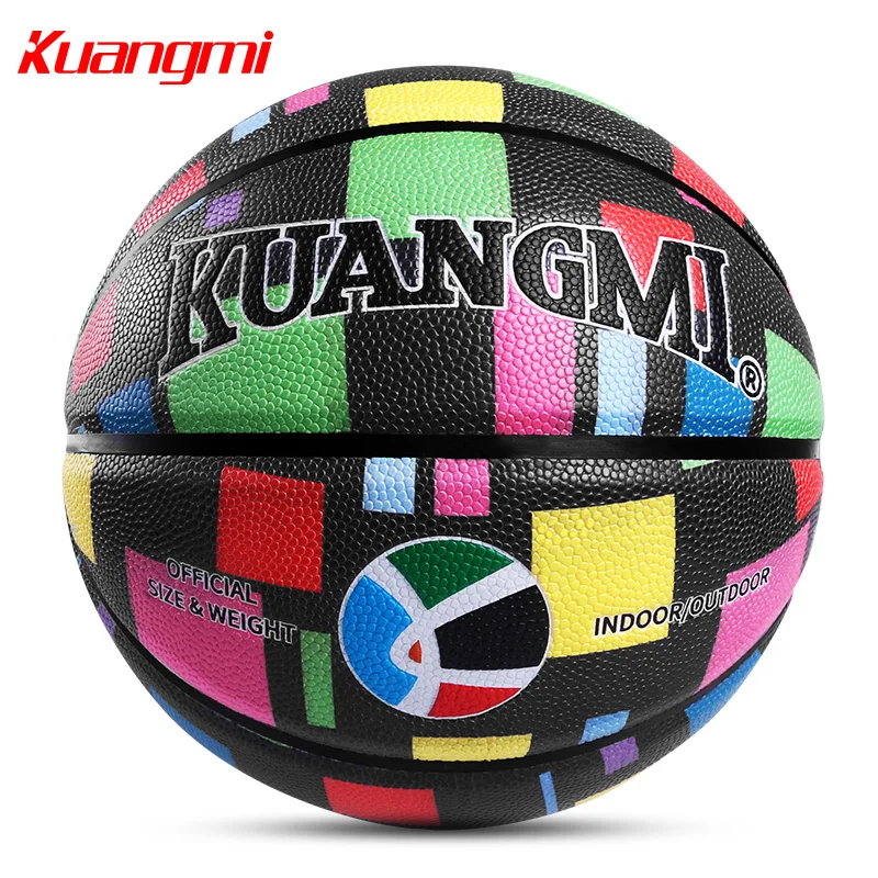 

Kuangmi PU Material Basketball Ball Official Size 7 Indoor Outdoor Basketball Game Sports With Magic Cube Design New Arrival