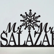 Пользовательские снежинки персонализированные зимние mr mrs семейная фамилия свадебный торт топперы
