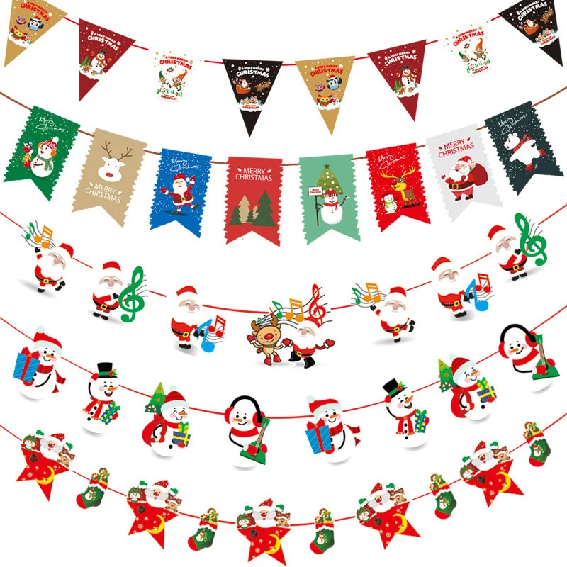 

Decor Santa Claus Hanging Banner Multi Style Hanging Flags Xmas Party HOT Stage Set 1pc New Fashion Paper Christmas Sock