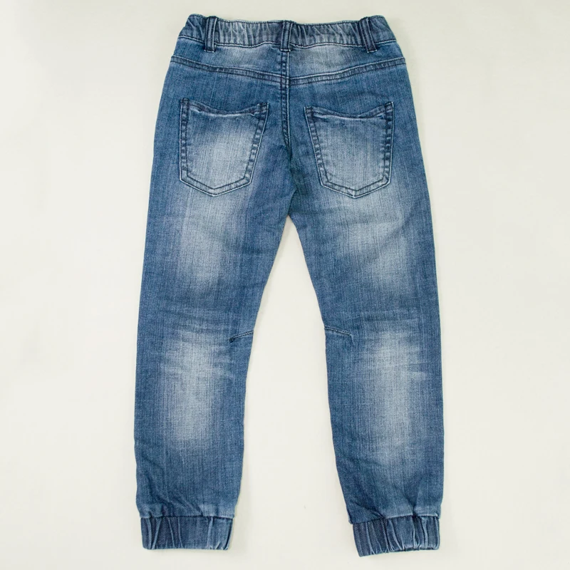 Детские штаны джинсы для мальчиков брюки для бега теплая однотонная джинсовая повседневная одежда с эластичной резинкой на талии для детей от 3 до 10 лет