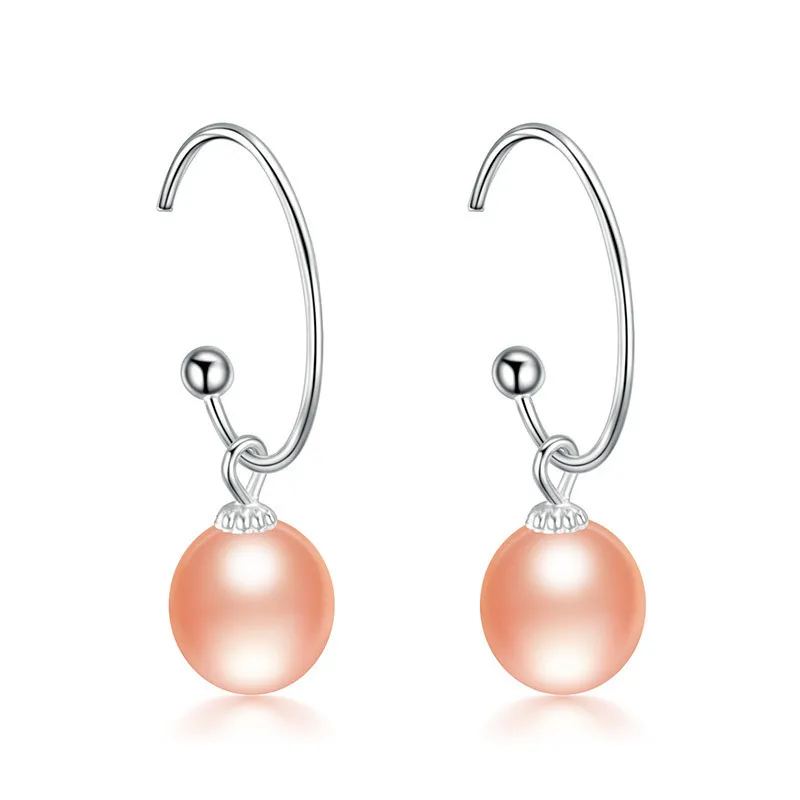 Dainashi new arrival 925 silver freshwater natural real pearls ear rings fine jewelry for women gifts - Цвет камня: Pink