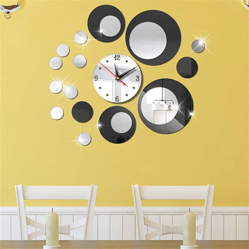 3D new large Modern Home DIY Wall Clock Mirror Circle Clock for Living Room Bedroom Decoration silent self adhesive sticker klok (2)