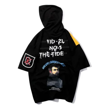 

Summer Oversizd Men T Shirt Hooded Women Short Sleeve Black White Harajuku Hip Hop Sweatshirt Streetwear Clothing Style 2019 G6G