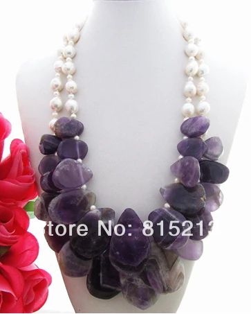 

ddh001331 10mm Bead-Nucleated Pearl&Amethyst Necklace
