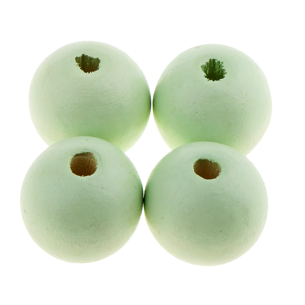 30 Pieces Dyed Color Natural Wood Spacer Loose Beads Necklace Bracelet Charms Findings 20mm