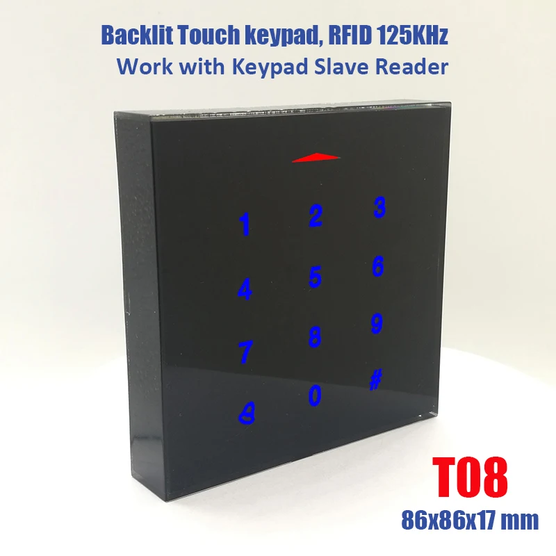 

Acrylic Touch keypad Rfid 125khz Access Control System Wiegand 26 in/output Backlit Keypad work for both side with slave reader