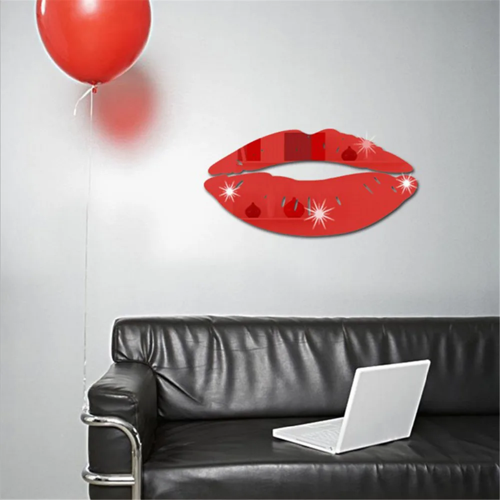 Сексуальное 3D зеркало в форме губ с надписью Kiss акриловые наклейки на стены DIY кухня гостиная спальня наклейки на стену домашняя Декорация-наклейка аксессуары