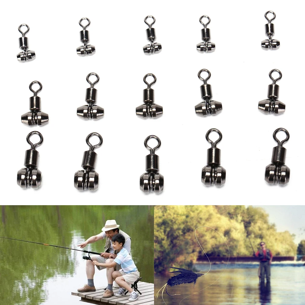 

10 Pcs Fishing Rolling Swivel Connector Solid Ring Stainless Steel High Carbon Steel Ball Bearing Barrel