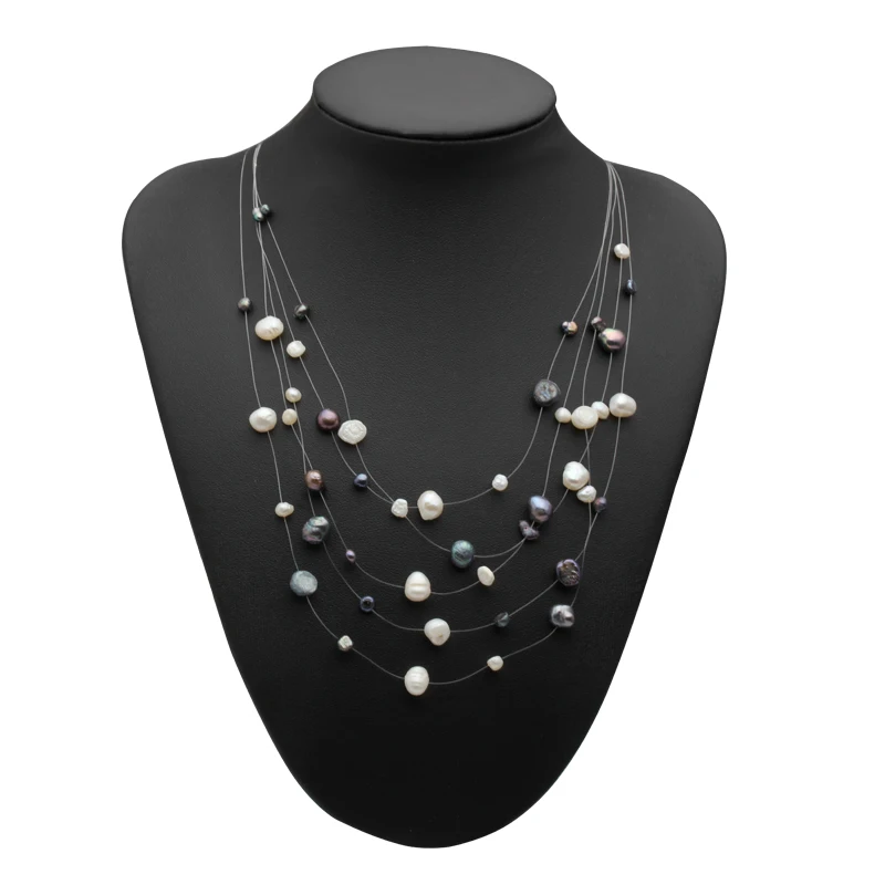 Beautifual, настоящее барокко, натуральное серое жемчужное ожерелье, женское многослойное ожерелье, подарок на свадьбу, день рождения - Цвет камня: multi color 1