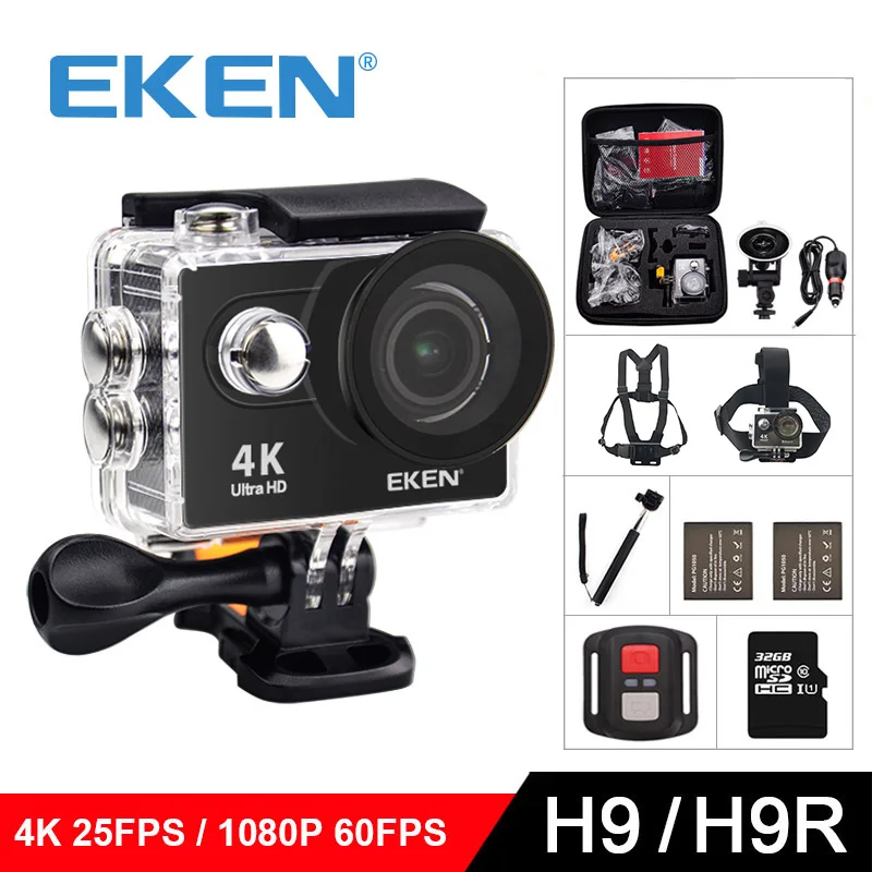 Оригинальная Экшн-камера eken H9/H9R Ultra FHD 4K 25FPS, Wifi, 30 м, водонепроницаемая, 2 экрана, 1080 p, подводная, go, Спортивная камера extreme pro