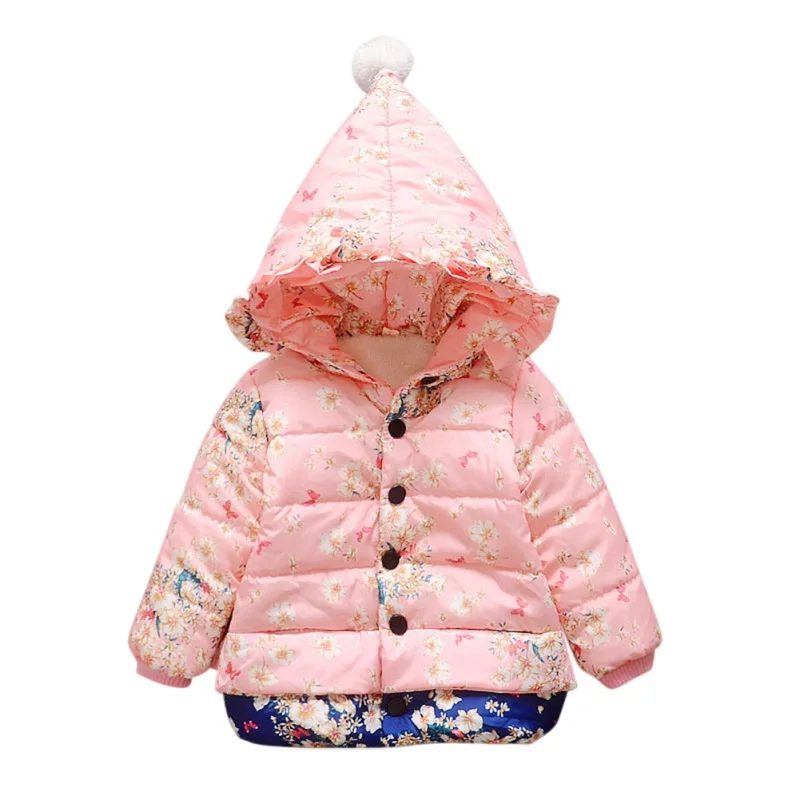 

Autumn Baby Girls Jackets Children Girls Warm Hooder Coats Outerwear Kids Girls Down Jacket