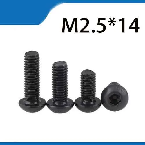 M2.5 * 14 мм Юань чашка полукруглая цилиндрическая головка черный класс 10 9