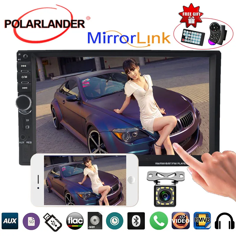 

10 Languages car radio mp5 player 7021B 2 Din bluetooth support DVR rear view camera 7 inch Touch screen audio stereo