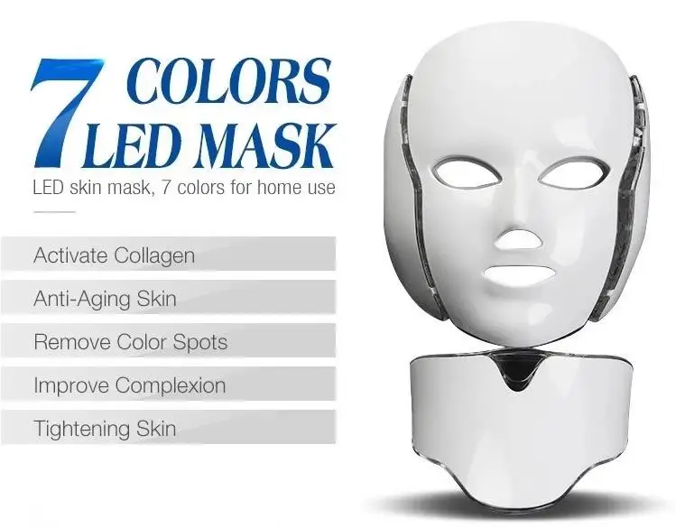 Máquina de Máscara Cuidados com a Pele Cores Máscara Facial Terapia Fóton Luz Rugas Acne Remoção Rosto Beleza 7 Led 6 7 cores led máscara facial terapia máquina
