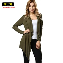 Women Cardigan Autumn Long Sleeve Irregular Long Female ArmyGreen Thin Sweater Loose Ladies Coat Slim Elegant Outerwear