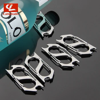 

Stainless Steel Keychain Outdoor EDC Carabiner with Bottle Opener S-type Climbing Buckle mountaineering Hook CL243